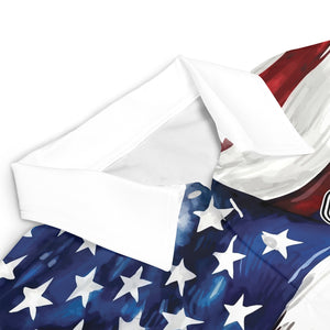 Patriotic watercolor flag pickleball polo with custom name variant 3