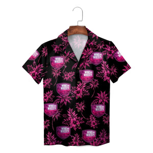 Black pink wine bottle grape vine button shirt on hanger variant 2
