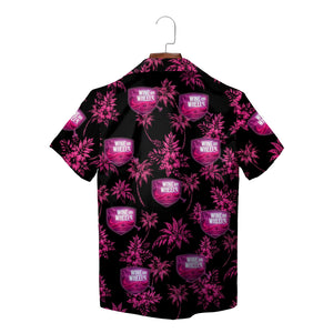 Black pink wine bottle grape vine button shirt on hanger variant 4